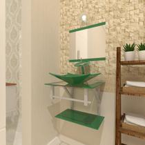 Combo 2 em 1 gabinete de vidro 45cm ac com cuba retangular + torneira ibiza - verde Combo 2 em 1 gabinete de vidro 45cm ac com cuba retangular + torneira ibiza - verde
