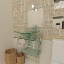 Combo 2 em 1 gabinete de vidro 45cm iq inox com cuba retangular + torneira ibiza - incolor Combo 2 em 1 gabinete de vidro 45cm iq inox com cuba retangular + torneira ibiza - incolor