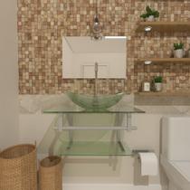 Combo 2 em 1 gabinete de vidro 60cm ac com cuba oval + torneira algarve - incolor