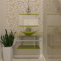 Combo 2 em 1 gabinete de vidro 60cm ac com cuba quadrada + torneira ibiza - verde oliva Combo 2 em 1 gabinete de vidro 60cm ac com cuba quadrada + torneira ibiza - verde oliva