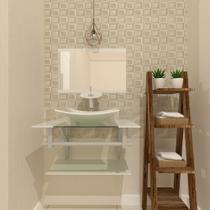 Combo 2 em 1 gabinete de vidro 60cm ac com cuba retangular + torneira ibiza - branco Combo 2 em 1 gabinete de vidro 60cm ac com cuba retangular + torneira ibiza - branco