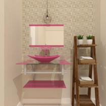 Combo 2 em 1 gabinete de vidro 60cm ac com cuba retangular + torneira ibiza - rosa Combo 2 em 1 gabinete de vidro 60cm ac com cuba retangular + torneira ibiza - rosa
