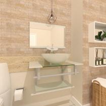 Combo 2 em 1 gabinete de vidro 60cm iq inox com cuba redonda + torneira ibiza - branco