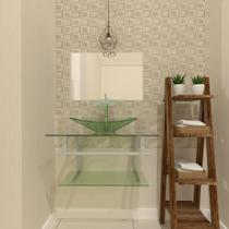 Combo 2 em 1 gabinete de vidro 60cm iq inox com cuba retangular + torneira ibiza - incolor