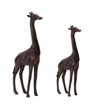 Combo 2 Esculturas Girafa Grande e Pequena Preta Decoração Premium Casa Escritório Luxo