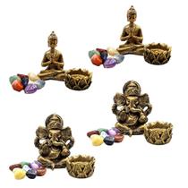 Combo 2 Estátuas de Buda + 2 Ganeshas + 4 Castiçais + 4 Kit de 7 Pedras dos Chakras - Mandala de Luz