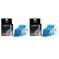 Combo 2 Fita Tapping Pós Cirurgia Bandagem 5x5cm Azul Aktive