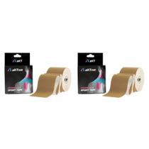 Combo 2 Fita Tapping Pós Cirurgia Bandagem 5x5cm Bege Aktive