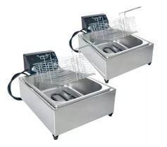 Combo 2 Fritadeira Elétrica Profissional Inox Cuba 5l Óleo