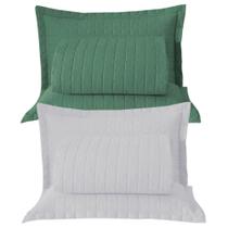 Combo 2 Kit Cobre Leito Colcha Monaco Casal Dupla Face - Verde - Branco - 100% Poliéster