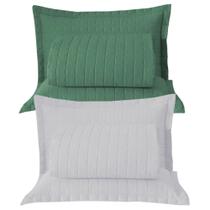 Combo 2 Kit Cobre Leito Colcha Monaco Casal Dupla Face - Verde - Branco - 100% Poliéster