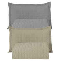Combo 2 Kit Cobre Leito Colcha Monaco Solteiro Dupla Face Cinza Cáqui 100% Poliéster