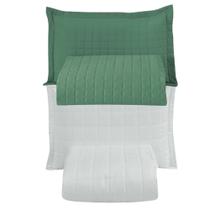 Combo 2 Kit Cobre Leito Colcha Monaco Solteiro Dupla Face - Verde - Branco - 100% Poliéster Combo 2 Kit Cobre Leito Colcha Monaco Solteiro Dupla Face - Verde - Branco - 100% Poliéster