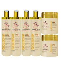 Combo 2 Kit Gold 24K Dama Hair Reconstrução Capilar 6 Itens