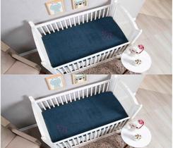 Combo 2 Lençóis Plush De Berço Tecido Manta Soft Com Elástico