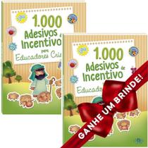 Combo 2 Livros 1000 Adesivos de Incentivo para Educação Cristãos SBN Crianças Infantil Evangélico Filhos Meninos Bebê Cristão Família Gospel Igreja
