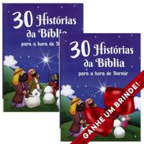 Combo 2 Livros 30 Histórias da Bíblia Para a Hora de Dormir Ilustrada Infantil SBN Crianças Infantil Evangélico Filhos Meninos Bebê Cristão Famíli