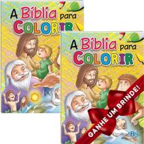 Combo 2 Livros A Bíblia Para Colorir Ilustrada Infantil SBN Crianças Infantil Evangélico Filhos Meninos Bebê Cristão Família Gospel Igreja Ministé