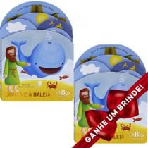 Combo 2 Livros Amigos do Criador: Jonas e a Baleia Ilustrada Infantil SBN Crianças Infantil Evangélico Filhos Meninos Bebê Cristão Família Gospel - Presente Aniversário História Bíblica Barato