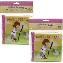 Combo 2 Livros Bíblicos de Banho: Davi e Golias Ilustrada Infantil SBN - Livro Cristão