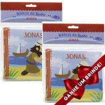 Combo 2 Livros Bíblicos de Banho: Jonas Ilustrada Infantil SBN Crianças Infantil Evangélico Filhos Meninos Bebê Cristão Família Gospel Igreja Mini - Presente Aniversário História Bíblica Barato