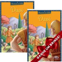 Combo 2 Livros: Clássicos da Bíblia: Davi Ilustrada Infantil SBN Crianças Infantil Evangélico Filhos Meninos Bebê Cristão Família Gospel Igreja