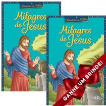 Combo 2 Livros Clássicos da Bíblia: Milagres de Jesus Infantil SBN Crianças Infantil Evangélico Filhos Meninos Bebê Cristão Família Gospel Igreja