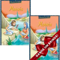 Combo 2 Livros Clássicos da Bíblia: Moisés Infantil SBN Crianças Infantil Evangélico Filhos Meninos Bebê Cristão Família Gospel Igreja Ministério