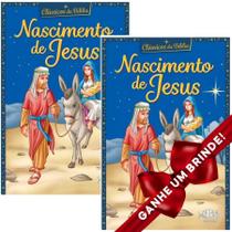 Combo 2 Livros Clássicos da Bíblia: Nascimento de Jesus Infantil SBN Crianças Infantil Evangélico Filhos Meninos Bebê Cristão Família Gospel Igrej - Presente Aniversário História Bíblica Barato