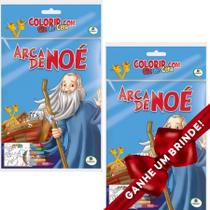 Combo 2 Livros Colorir com Giz de Cera: Arca de Noé Infantil SBN Crianças Infantil Evangélico Filhos Meninos Bebê Cristão Família Gospel Igreja