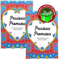 Combo 2 Livros Para Colorir Infantil Desenhos da Bíblia Promessas Atividade