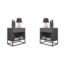 Combo 2 Mesas Malta Móvel Cinza Base Cobre Luxuoso