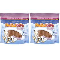 Combo 2 Pacotes Bifinho Ossinho Flexível Petisco para Cachorros filhotes Delicibife Baby com Leite 650g Combo 2 Pacotes Bifinho Ossinho Flexível Petisco para Cachorros filhotes Delicibife Baby com Leite 650g