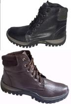 Combo 2 pares de Botas Coturno Trabalho Trilha de Couro Unissex Adventure