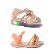 Combo 2 Pares Sandalia Papete Baby Funfy Menina com LED