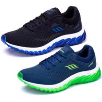 Combo 2 Pares Tênis Masculino Esportivo para Caminhada Academia Combo 2 Pares Tênis Masculino Esportivo para Caminhada Academia