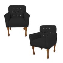 Combo 2 Poltrona Cadeira Decorativa Para Salão de Beleza Anitta Corano Preto DL Decor