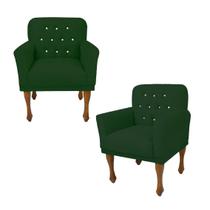 Combo 2 Poltrona Cadeira Decorativa Para Salão de Beleza Anitta Suede Verde DL Decor