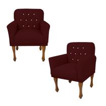 Combo 2 Poltrona Cadeira Decorativa Para Salão de Beleza Anitta Suede Vermelho Bordo DL Decor