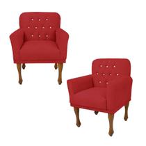 Combo 2 Poltrona Cadeira Decorativa Sala de Espera Anitta Corano Vermelho DL Decor