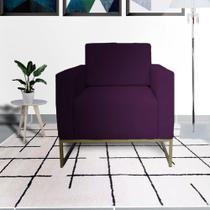 Combo 2 Poltronas Decorativa Com Base de Ferro Para Escritório Grazi Suede Roxo - DL DECOR