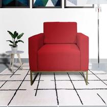 Combo 2 Poltronas Decorativa Com Base de Ferro Para Escritório Leticia Pé Ferro Corano Vermelho - LM DECOR