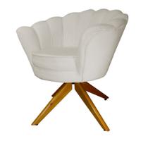 Combo 2 Poltronas Decorativa Com Base Giratória de Madeira Pétala Suede Bege - LM DECOR Combo 2 Poltronas Decorativa Com Base Giratória de Madeira Pétala Suede Bege - LM DECOR