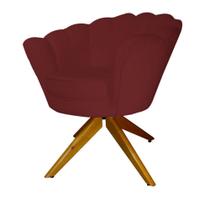 Combo 2 Poltronas Decorativa Com Base Giratória de Madeira Pétala Suede Vermelho Bordo - LM DECOR