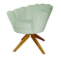 Combo 2 Poltronas Decorativa Com Base Giratória de Madeira Pétala Veludo Verde Chá - DL Decor