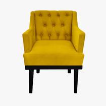 Combo 2 Poltronas Decorativa Em Capitonê Para Sala Comercial Aurora Suede Amarelo DL Decor