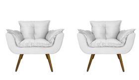 Combo 2 Poltronas Decorativa Estofada Para Sala Comercial Opala Suede Branco - LM DECOR Combo 2 Poltronas Decorativa Estofada Para Sala Comercial Opala Suede Branco - LM DECOR
