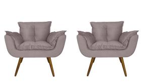 Combo 2 Poltronas Decorativa Estofada Para Sala Comercial Opala Suede Rose - LM DECOR Combo 2 Poltronas Decorativa Estofada Para Sala Comercial Opala Suede Rose - LM DECOR