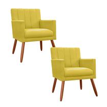Combo 2 Poltronas Decorativa Para Consultório Escritório Cecília Corano Amarelo - LM DECOR