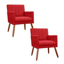 Combo 2 Poltronas Decorativa Para Consultório Escritório Cecília Corano Vermelho - DL DECOR